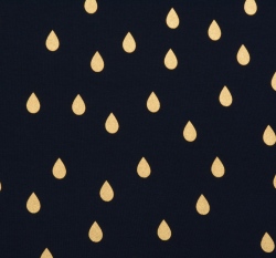Teplákovina potisk zlaté kapky na granátově modré