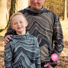 Teplákovina s příměsí modalu potisk abstraktní vrstvy na tmavší mintové