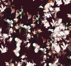 Viskóza potisk květy na vínové