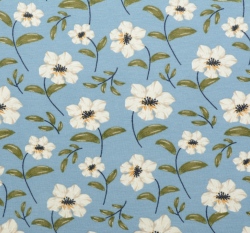 Modalový úplet bílé květy na modré 