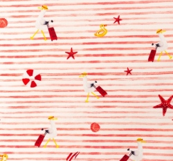 Úplet červené proužky, moře a přátelé na bílé 