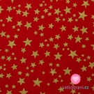 Bavlněné plátno potisk zlaté hvězdičky na červené