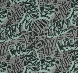 Teplákovina počesaná potisk grafiti na antracitové 