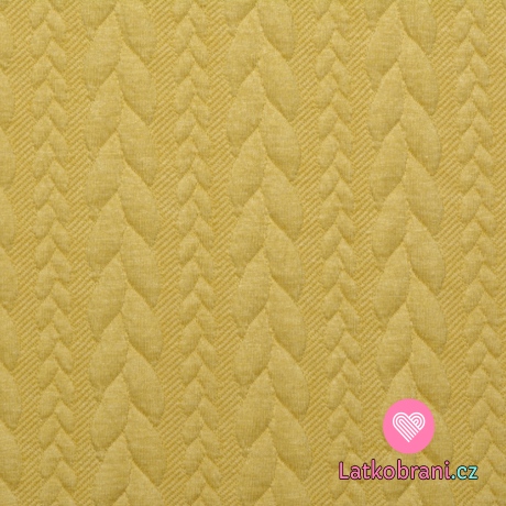 Pletenina copánky jednobarevná žlutá písková 