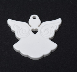 Knoflík ve tvaru andělíčka bílý