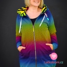 Teplákovina potisk pestrobarevný cik-cak, lehce počesaná