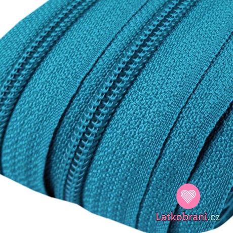 Metrážový zip spirálový 5 mm modrá tyrkysová