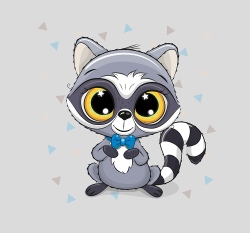 Panel mýval s modrým motýlkem na šedé