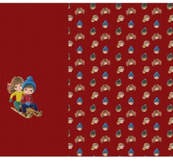 Panel úplet potisk děti na saních na bordó