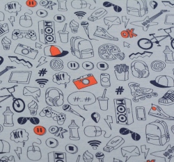 Úplet potisk Streetslyle na modré melé