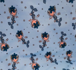 Teplákovina potisk mořská panna na modré