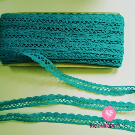 Krajka paličkovaná tyrkysově modrá