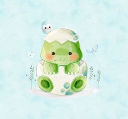 Panel sladký baby dinosauřík ve skořápce