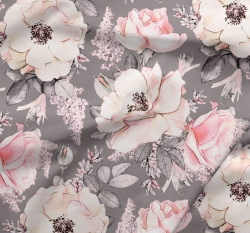 Softshell potisk jemné růže na šedé