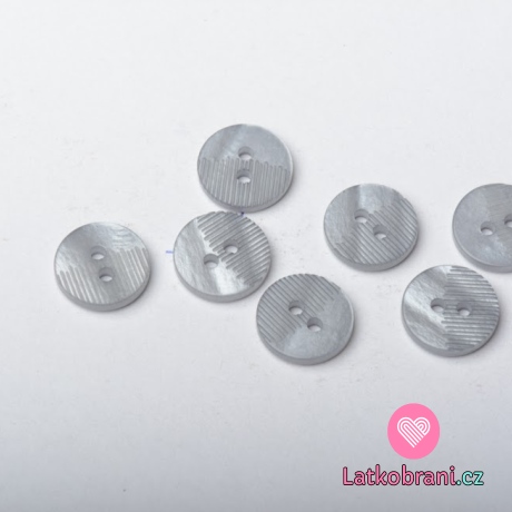 Knoflík kulatý, perleť, šedý, z poloviny vroubkatý - malý