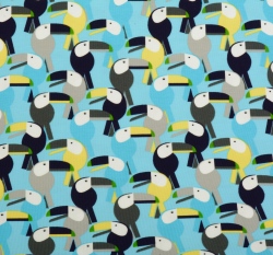 Úplet potisk tukani na modré