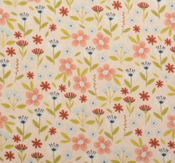 Bavlněný popelín rozkvetlé kytičky na světle růžové