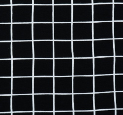 Teplákovina počesaná potisk černobílá mřížka, BIO