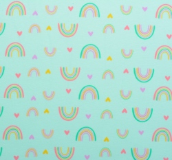 Úplet potisk barevné duhy a srdíčka na mintové