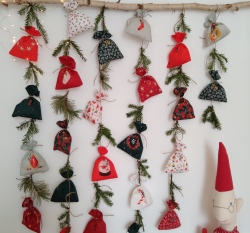 Bavlněný panel s potiskem adventního kalendáře