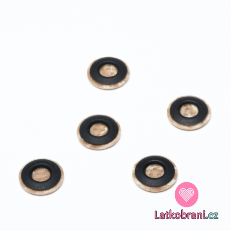 Knoflík kulatý, dřevěný s ozdobným hnědým kruhem 18 mm