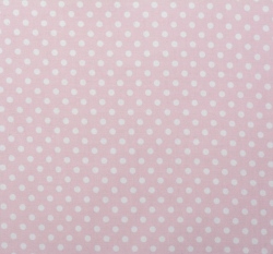 Bavlněné plátno bílé puntíky na baby růžové 