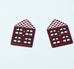 Knoflík ve tvaru domečku vínový