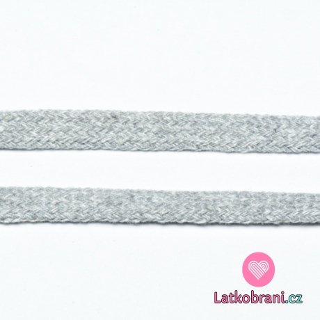 Šňůra plochá 10mm šedá