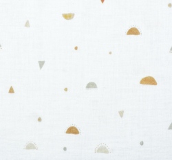 Dvojitá gázovina / mušelín tvary na bílé 