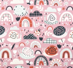 Softshell letní potisk šnečci na fialové 