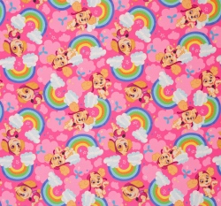 Úplet Tlapková patrola s obláčky a duhou na růžové