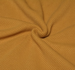 Jednobarevná teplákovina bublinky hořčicová, 3D struktura