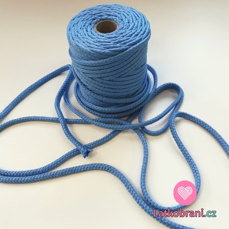 Šňůra oděvní kulatá PES 7 mm blankytně modrá