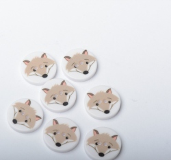 Knoflík kulatý, dětský vlk na bílé