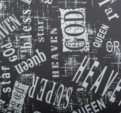 Teplákovina potisk nápisy na tmavě šedé