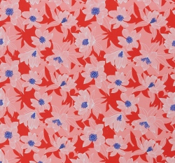 Úplet potisk tropické bílé květiny na červené