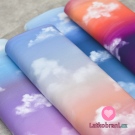 Teplákovina s příměsí modalu potisk mraky na modré