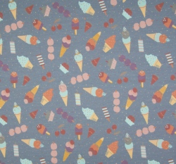 Úplet potisk cukrovinky na zaprášené modré