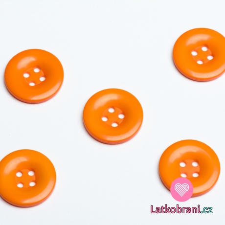 Knoflík hladký lesklý oranžový 24mm