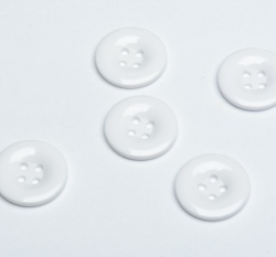 Knoflík hladký, lesklý, bílý 23mm