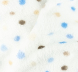 Wellness fleece nepravidelné puntíky do modra na bílé