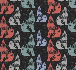 Softshell potisk barevní vlci na černé