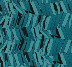 Teplákovina potisk abstraktní modré palmové listy 