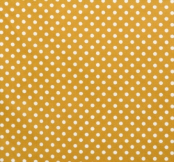 Bavlněné plátno bílé puntíky na hořčicové 