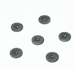 Knoflík kulatý, šedý zdobený tečkami