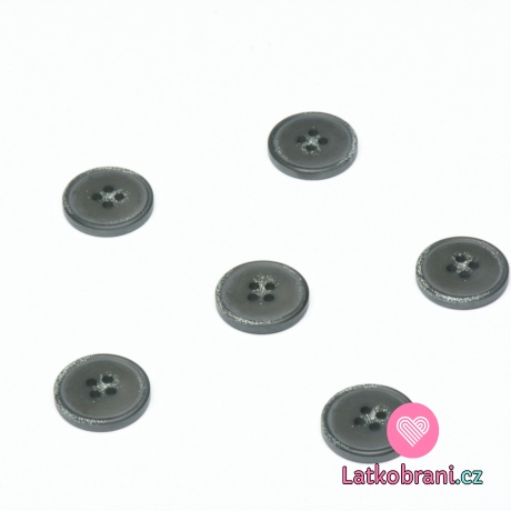 Knoflík kulatý, šedý zdobený tečkami