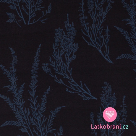 Viskóza potisk vřes na tmavě modré 