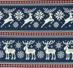 Teplákovina bílý sob na džínově modré 