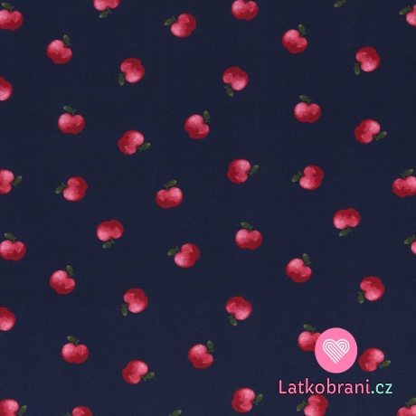 Úplet potisk jablíčka na tmavě modré