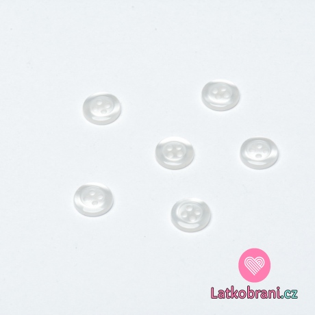 Knoflík, kulatý, čtyřdírkový, bílý 11 mm